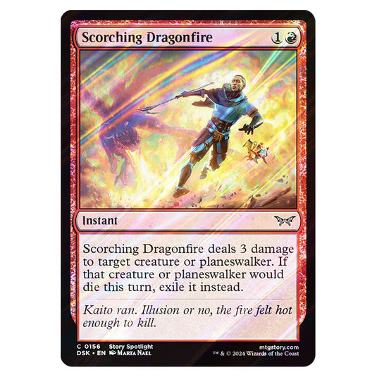 Scorching Dragonfire 0156 card from the Magic The Gathering set Duskmourn: House of Horror