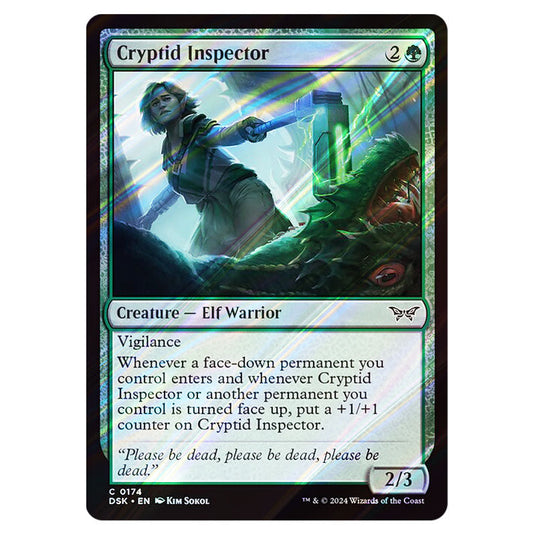 Cryptid Inspector 0174 card from the Magic The Gathering set Duskmourn: House of Horror