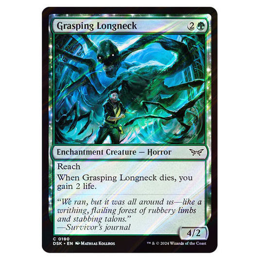 Grasping Longneck 0180 card from the Magic The Gathering set Duskmourn: House of Horror