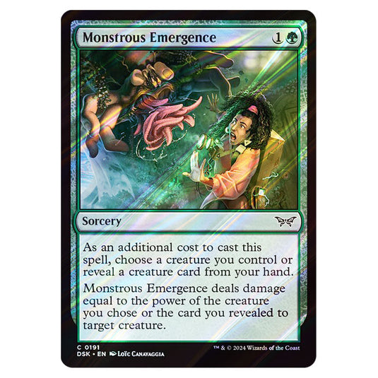 Monstrous Emergence 0191 card from the Magic The Gathering set Duskmourn: House of Horror