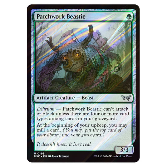 Patchwork Beastie 0195 card from the Magic The Gathering set Duskmourn: House of Horror