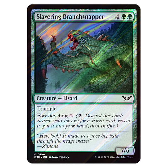 Slavering Branchsnapper 0198 card from the Magic The Gathering set Duskmourn: House of Horror