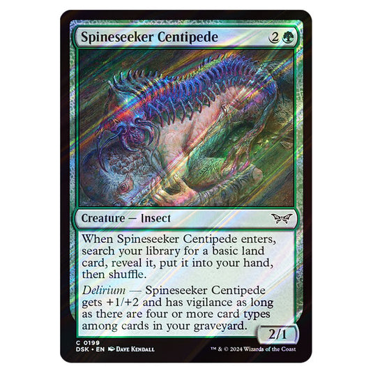 Spineseeker Centipede 0199 card from the Magic The Gathering set Duskmourn: House of Horror