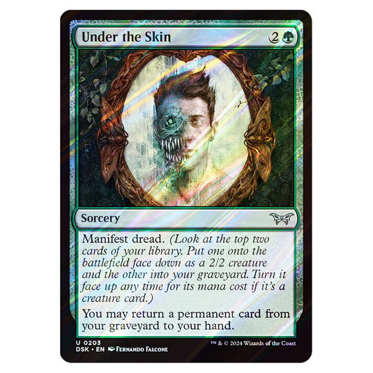 Under the Skin 0203 card from the Magic The Gathering set Duskmourn: House of Horror