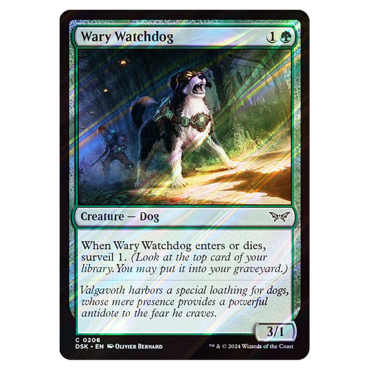 Wary Watchdog 0206 card from the Magic The Gathering set Duskmourn: House of Horror