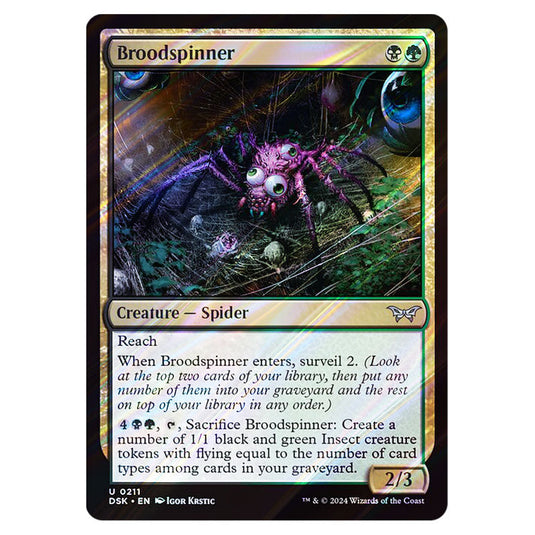 Broodspinner 0211 card from the Magic The Gathering set Duskmourn: House of Horror