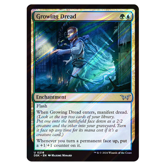 Growing Dread 0216 card from the Magic The Gathering set Duskmourn: House of Horror