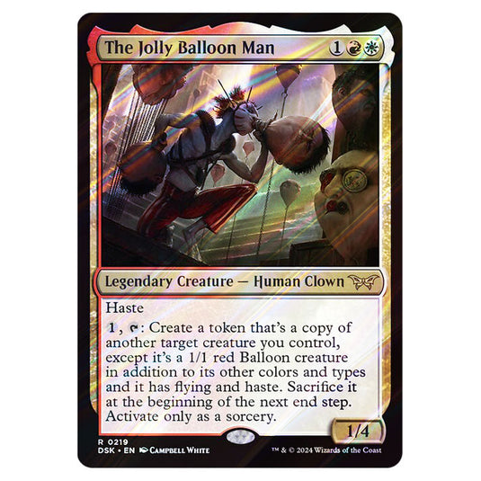 The Jolly Balloon Man 0219 card from the Magic The Gathering set Duskmourn: House of Horror