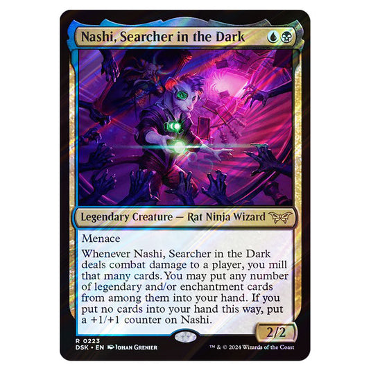 Nashi, Searcher in the Dark 0223 card from the Magic The Gathering set Duskmourn: House of Horror