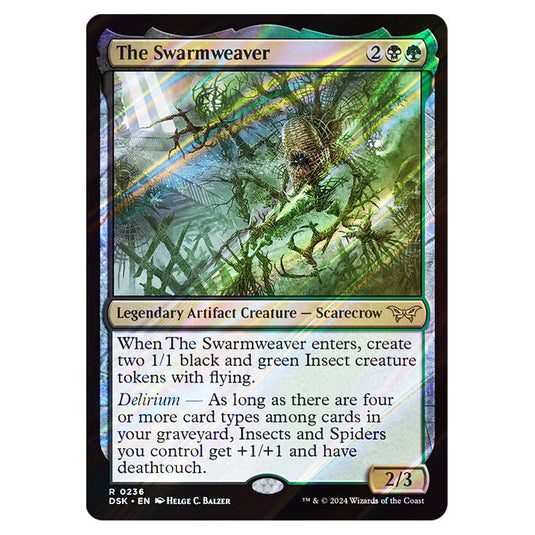 The Swarmweaver 0236 card from the Magic The Gathering set Duskmourn: House of Horror