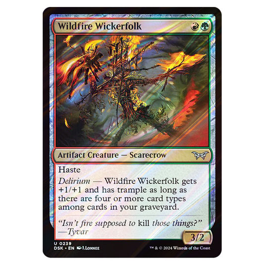 Wildfire Wickerfolk 0239 card from the Magic The Gathering set Duskmourn: House of Horror