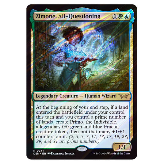 Zimone, All-Questioning 0241 card from the Magic The Gathering set Duskmourn: House of Horror