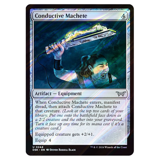 Conductive Machete 0244 card from the Magic The Gathering set Duskmourn: House of Horror