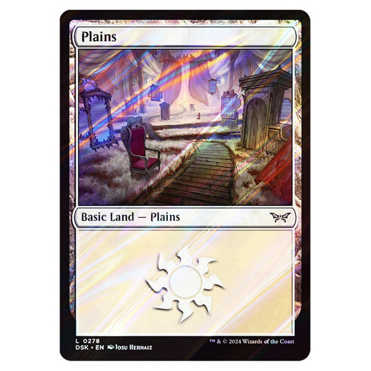 Plains  0278 card from the Magic The Gathering set Duskmourn: House of Horror