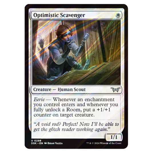 Optimistic Scavenger 0288 card from the Magic The Gathering set Duskmourn: House of Horror