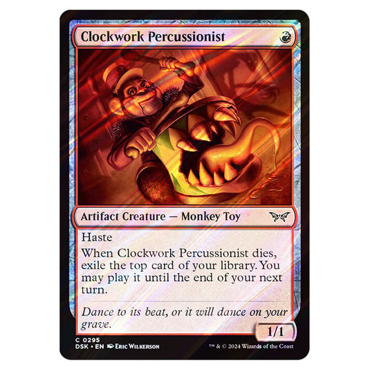 Clockwork Percussionist 0295 card from the Magic The Gathering set Duskmourn: House of Horror