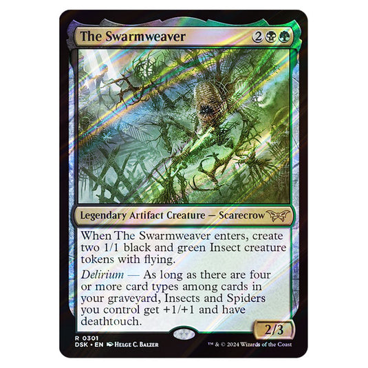 The Swarmweaver  0301 card from the Magic The Gathering set Duskmourn: House of Horror