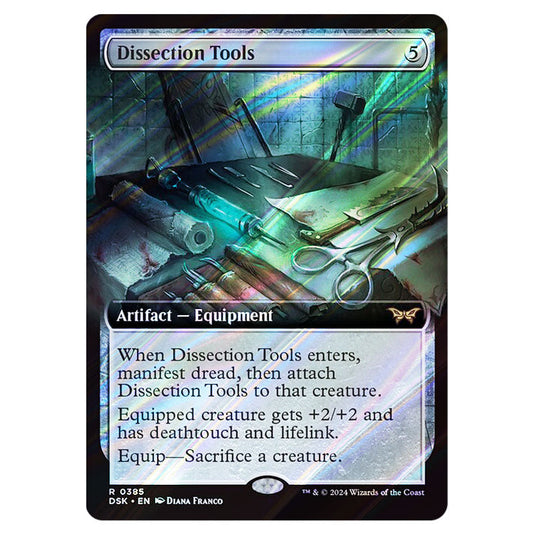 Dissection Tools 0385 card from the Magic The Gathering set Duskmourn: House of Horror