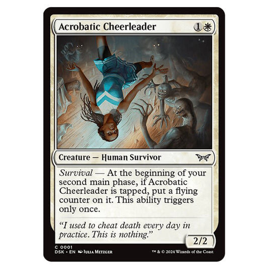 Acrobatic Cheerleader 0001 card from the Magic The Gathering set Duskmourn: House of Horror