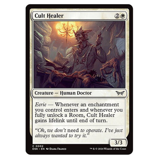 Cult Healer 0002 card from the Magic The Gathering set Duskmourn: House of Horror