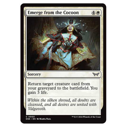 Emerge from the Cocoon 0005 card from the Magic The Gathering set Duskmourn: House of Horror