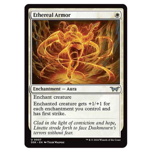 Ethereal Armor 0007 card from the Magic The Gathering set Duskmourn: House of Horror