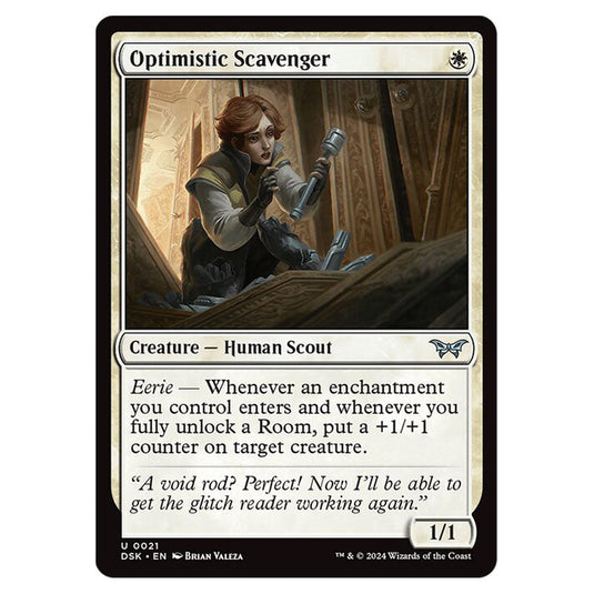 Optimistic Scavenger 0021 card from the Magic The Gathering set Duskmourn: House of Horror