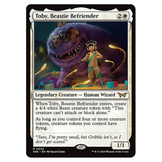 Toby, Beastie Befriender 0035 card from the Magic The Gathering set Duskmourn: House of Horror