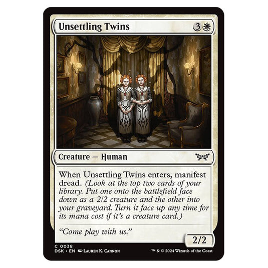 Unsettling Twins 0038 card from the Magic The Gathering set Duskmourn: House of Horror