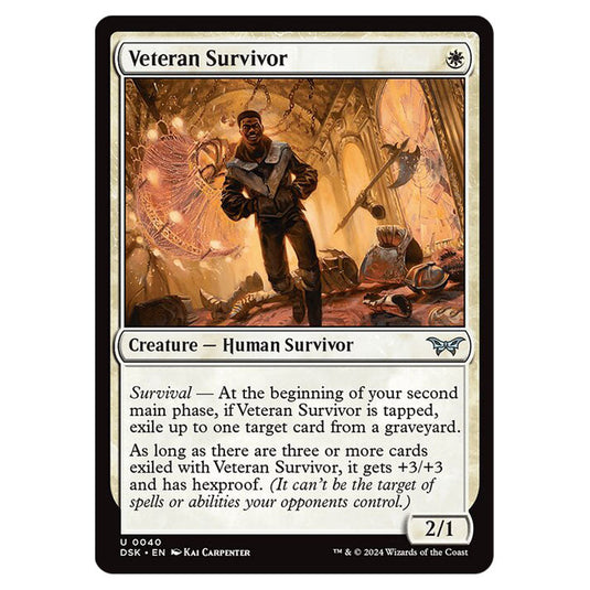 Veteran Survivor 0040 card from the Magic The Gathering set Duskmourn: House of Horror