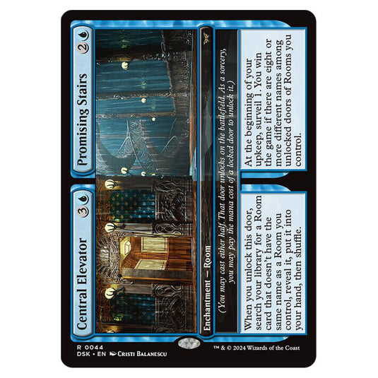 Central Elevator // Promising Stairs 0044 card from the Magic The Gathering set Duskmourn: House of Horror