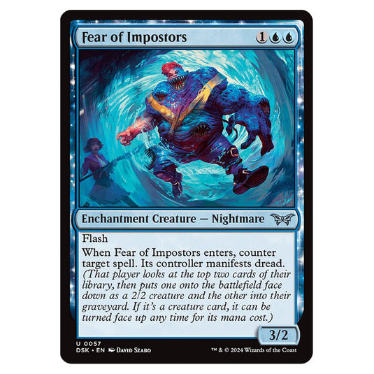 Fear of Impostors 0057 card from the Magic The Gathering set Duskmourn: House of Horror