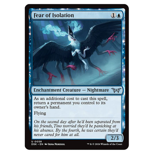 Fear of Isolation 0058 card from the Magic The Gathering set Duskmourn: House of Horror