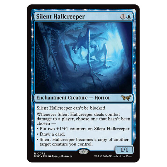 Silent Hallcreeper 0072 card from the Magic The Gathering set Duskmourn: House of Horror