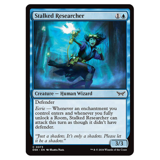 Stalked Researcher 0073 card from the Magic The Gathering set Duskmourn: House of Horror