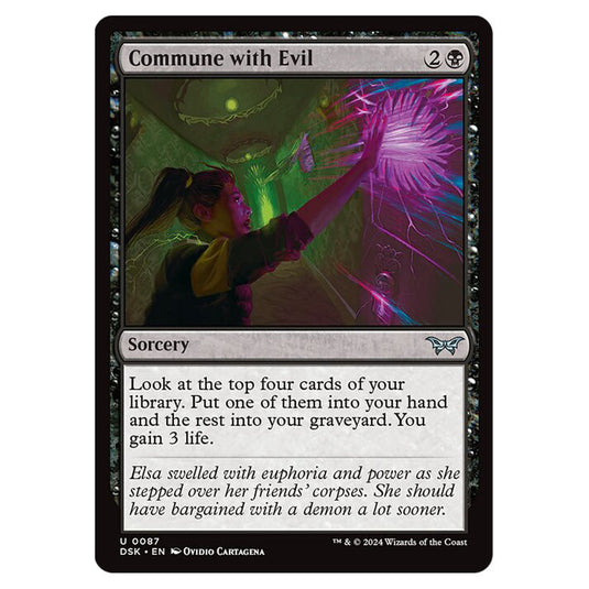 Commune with Evil 0087 card from the Magic The Gathering set Duskmourn: House of Horror