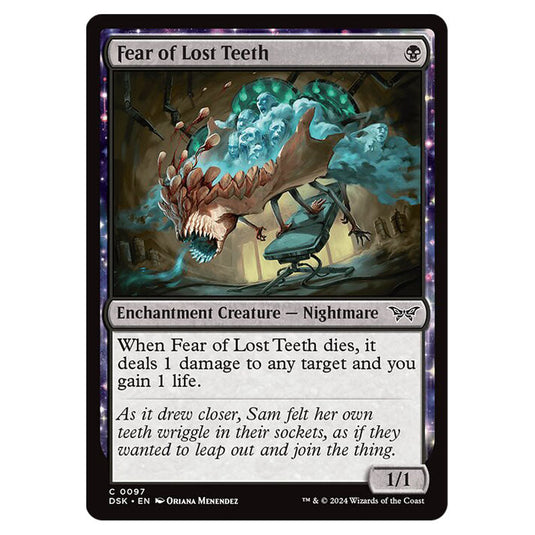 Fear of Lost Teeth 0097 card from the Magic The Gathering set Duskmourn: House of Horror