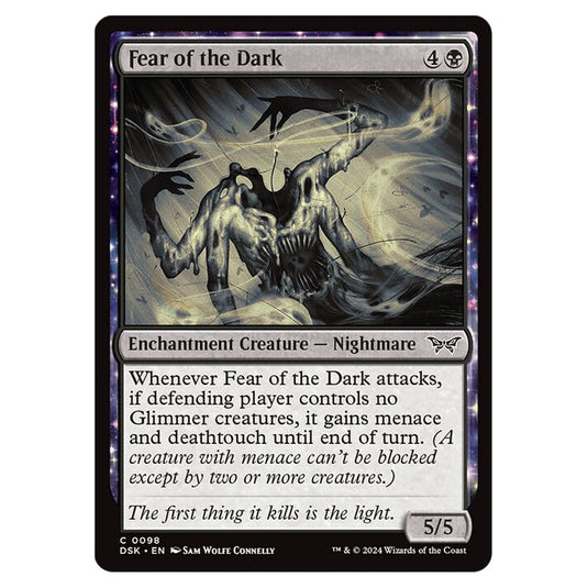 Fear of the Dark 0098 card from the Magic The Gathering set Duskmourn: House of Horror