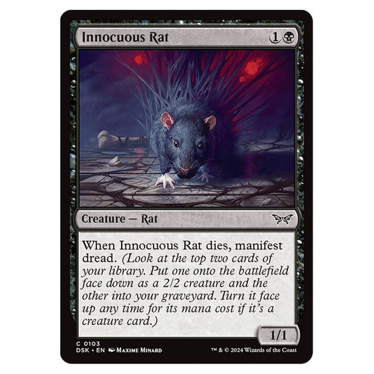 Innocuous Rat 0103 card from the Magic The Gathering set Duskmourn: House of Horror