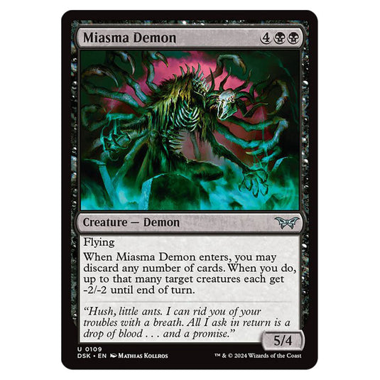 Miasma Demon 0109 card from the Magic The Gathering set Duskmourn: House of Horror