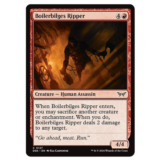 Boilerbilges Ripper 0127 card from the Magic The Gathering set Duskmourn: House of Horror