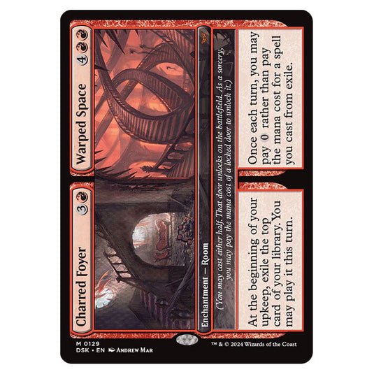 Charred Foyer // Warped Space 0129 card from the Magic The Gathering set Duskmourn: House of Horror