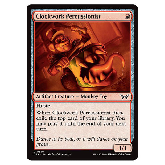 Clockwork Percussionist 0130 card from the Magic The Gathering set Duskmourn: House of Horror