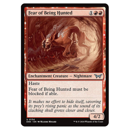 Fear of Being Hunted 0134 card from the Magic The Gathering set Duskmourn: House of Horror