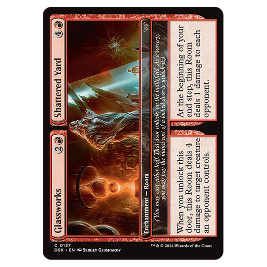 Glassworks // Shattered Yard 0137 card from the Magic The Gathering set Duskmourn: House of Horror