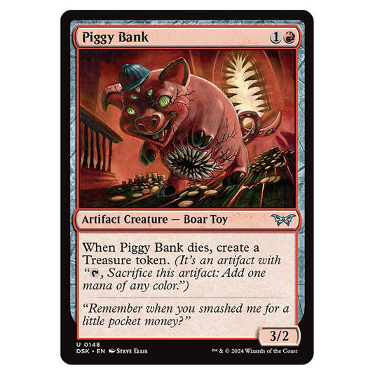 Piggy Bank 0148 card from the Magic The Gathering set Duskmourn: House of Horror