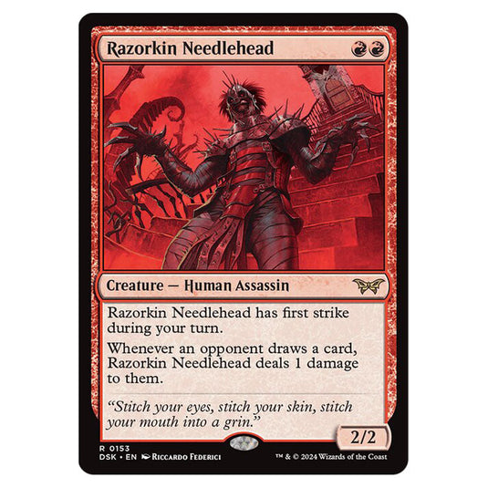 Razorkin Needlehead 0153 card from the Magic The Gathering set Duskmourn: House of Horror