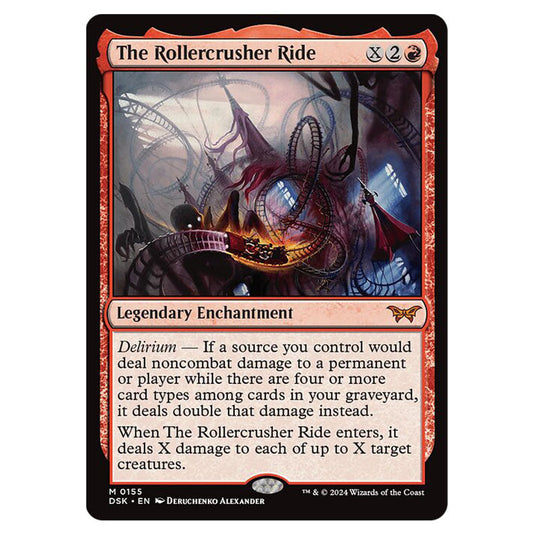 The Rollercrusher Ride 0155 card from the Magic The Gathering set Duskmourn: House of Horror