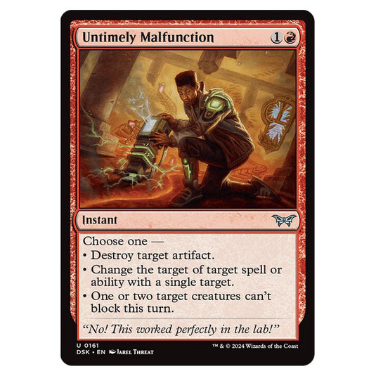 Untimely Malfunction 0161 card from the Magic The Gathering set Duskmourn: House of Horror