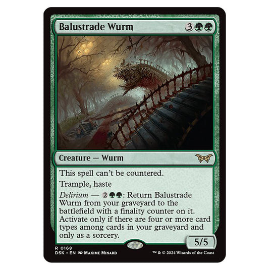 Balustrade Wurm 0168 card from the Magic The Gathering set Duskmourn: House of Horror